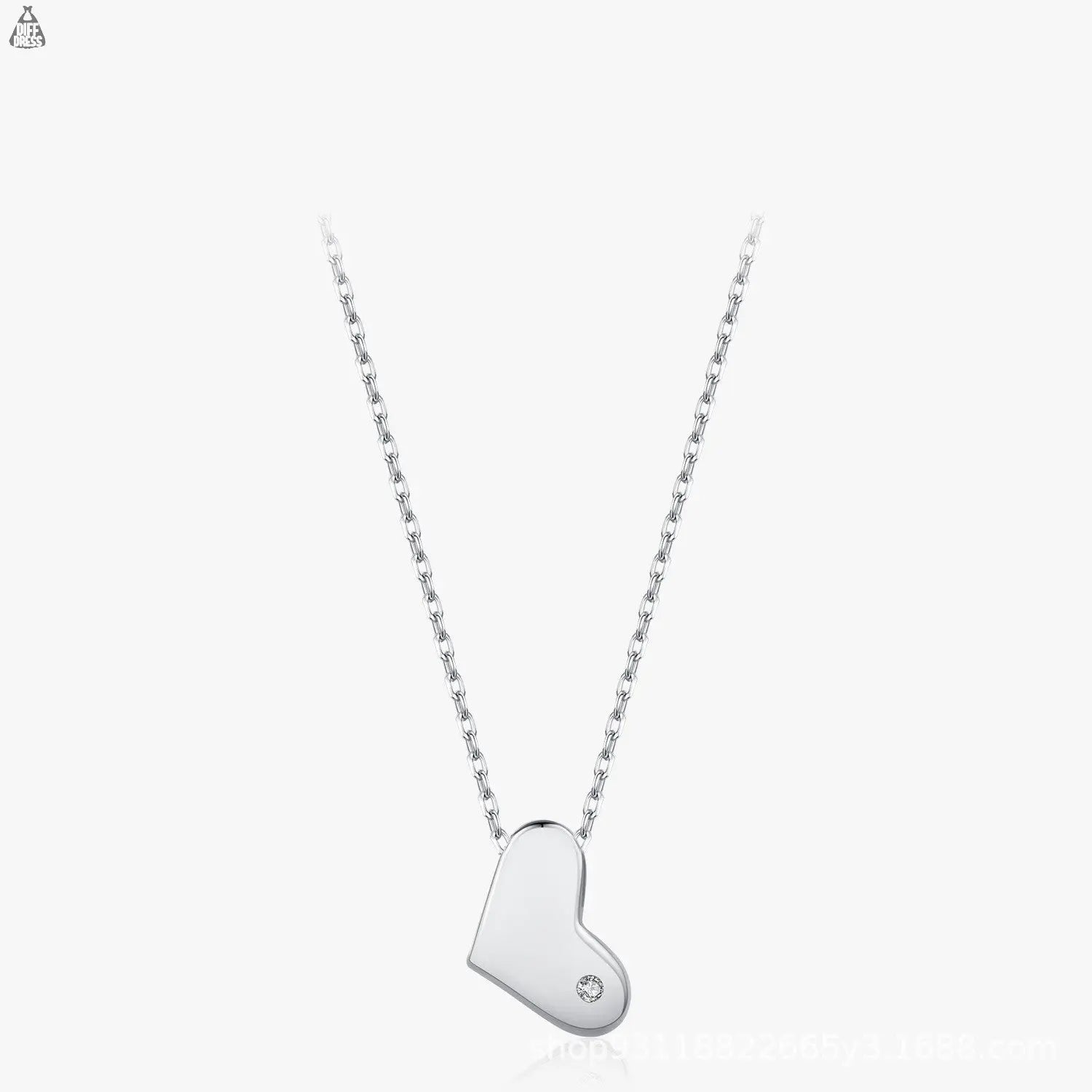 DiffDress: S925 Sterling Silver Cute Heart Shape Necklace For Women - Sweet Simplicity