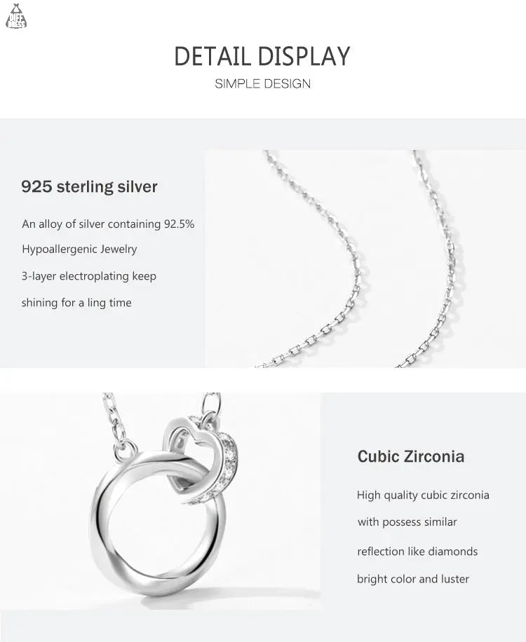 DiffDress: S925 Sterling Silver Heart-shape Lock Micro-inlaid Necklace - Romantic Charm